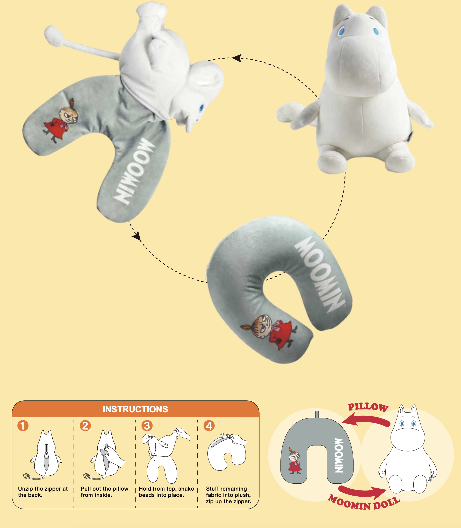 Moomin Neck Pillow/Cuddly Toy - 2 in 1! - 2