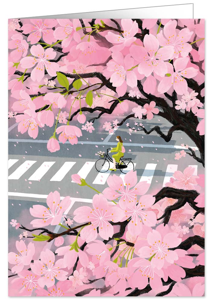 biking in spring flowers, Greeting Card