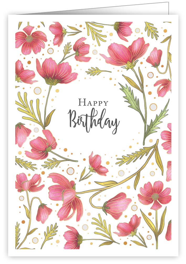 Pink Flowers, Greeting Card