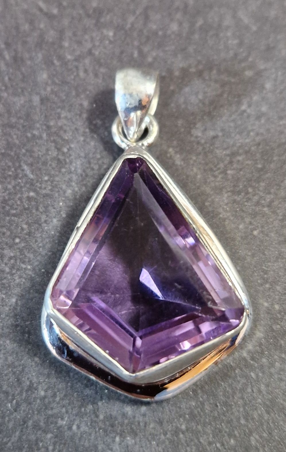 Silver hänge med fasetterad Ametist Cabochon - 4