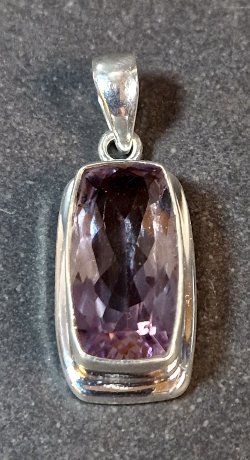 Silver hänge med fasetterad Ametist Cabochon - 2