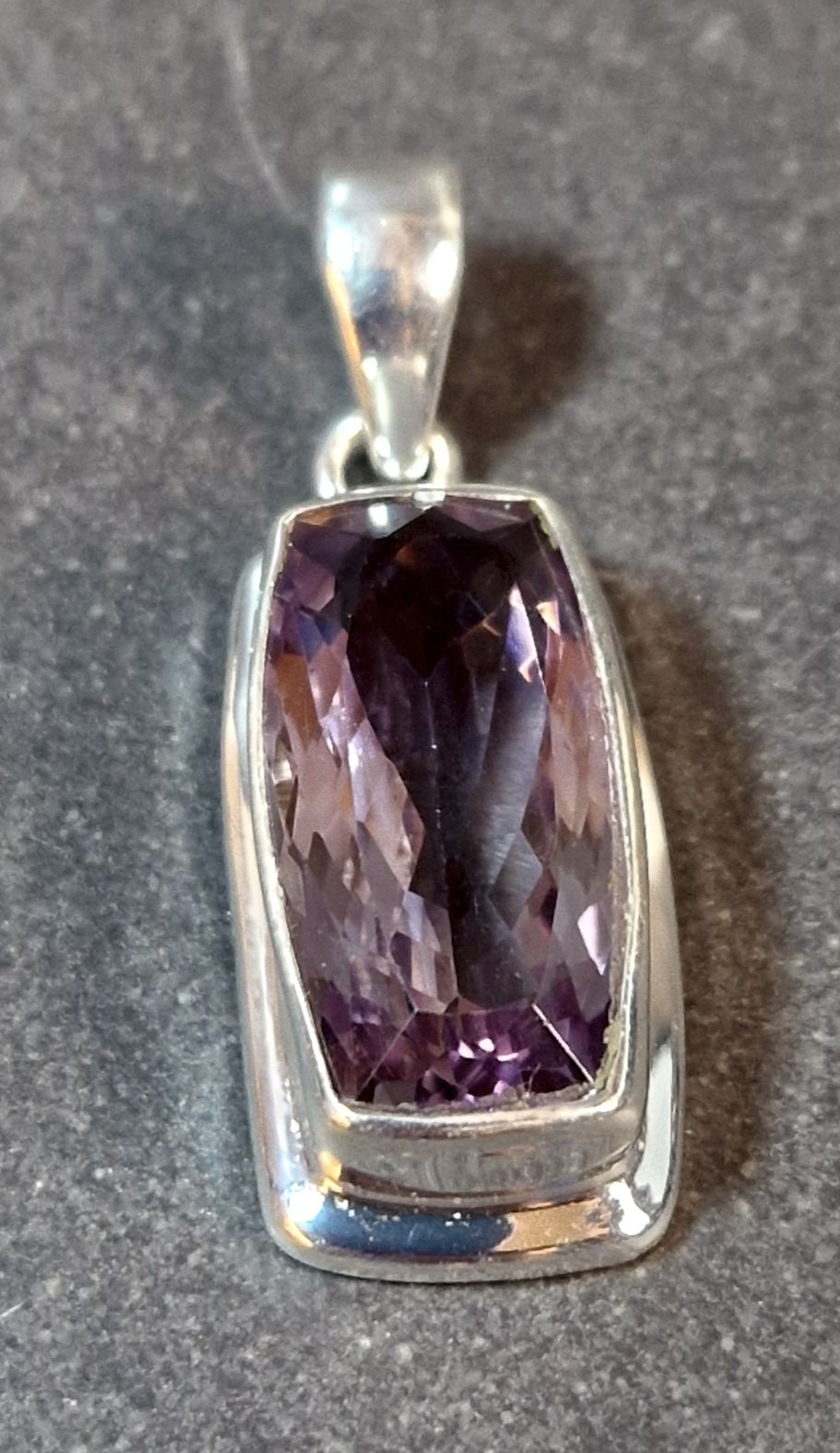 Silver hänge med fasetterad Ametist Cabochon - 3