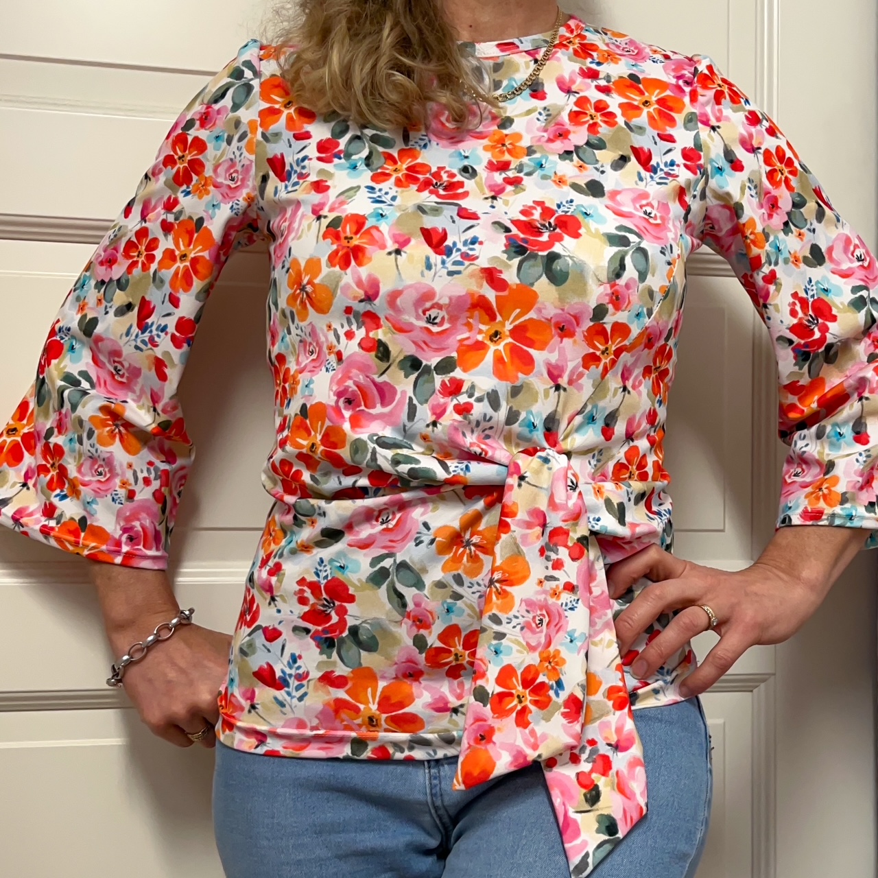 ÅTER I LAGER! Jerseytyg ekologisk bomull,   "FLORAL DREAM", metervara  - 4