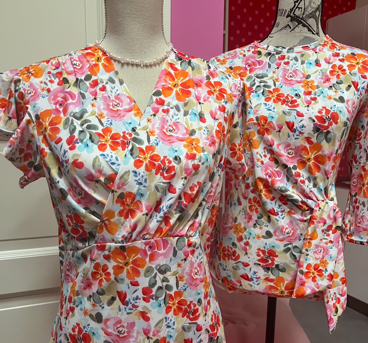 ÅTER I LAGER! Jerseytyg ekologisk bomull,   "FLORAL DREAM", metervara  - 2