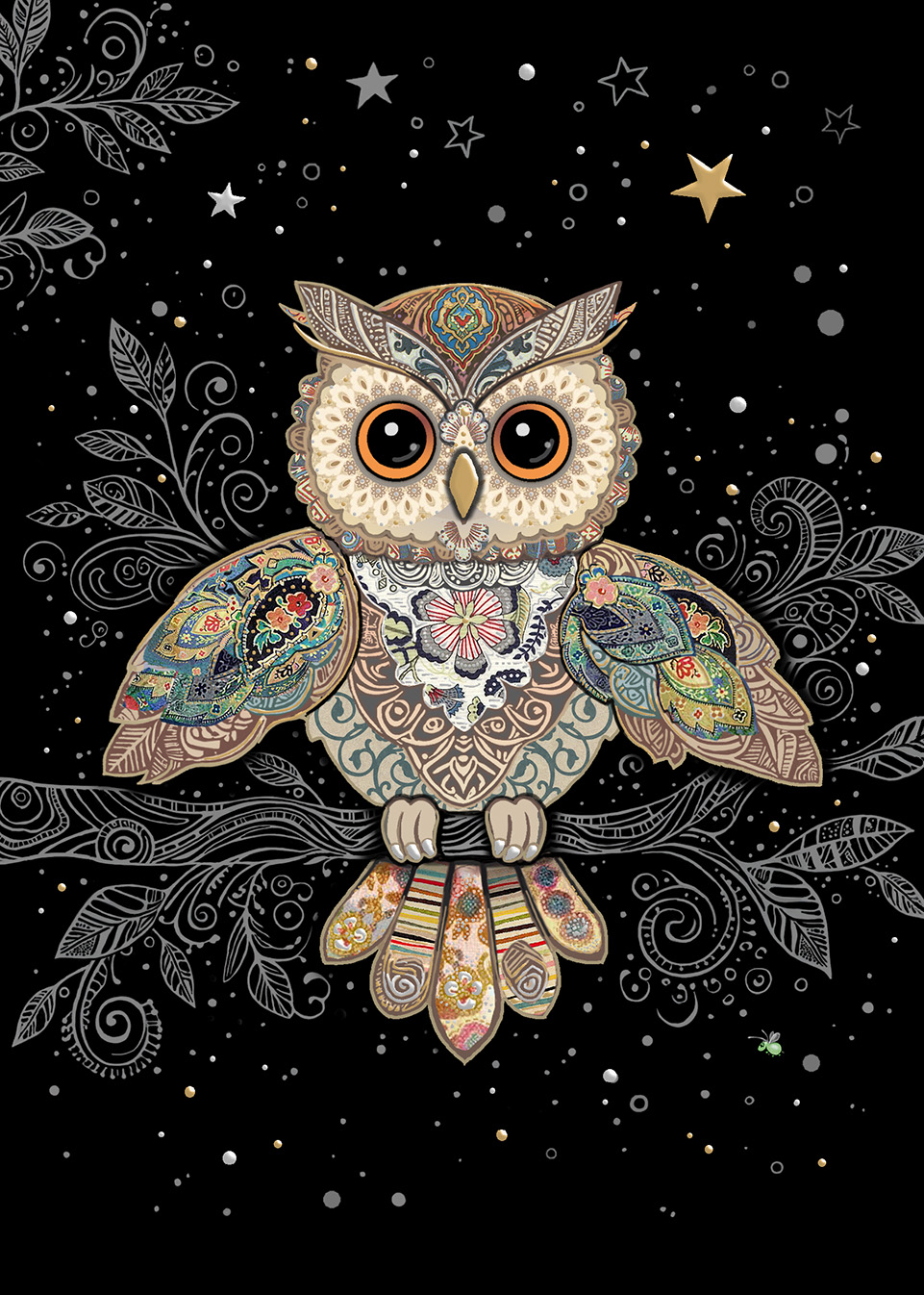 Patterned Owl, Greeting Card