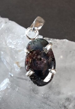 Blå Röd Turmalin Hänge i Silver 
