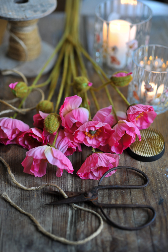 Poppy - Branch - 75 cm - Dark Pink - 3