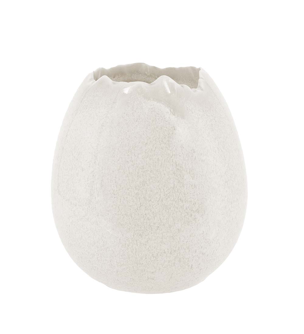 Kruka - Vas - Ägg - Äggskal - Vit - Stengods - 9x8 cm - 5