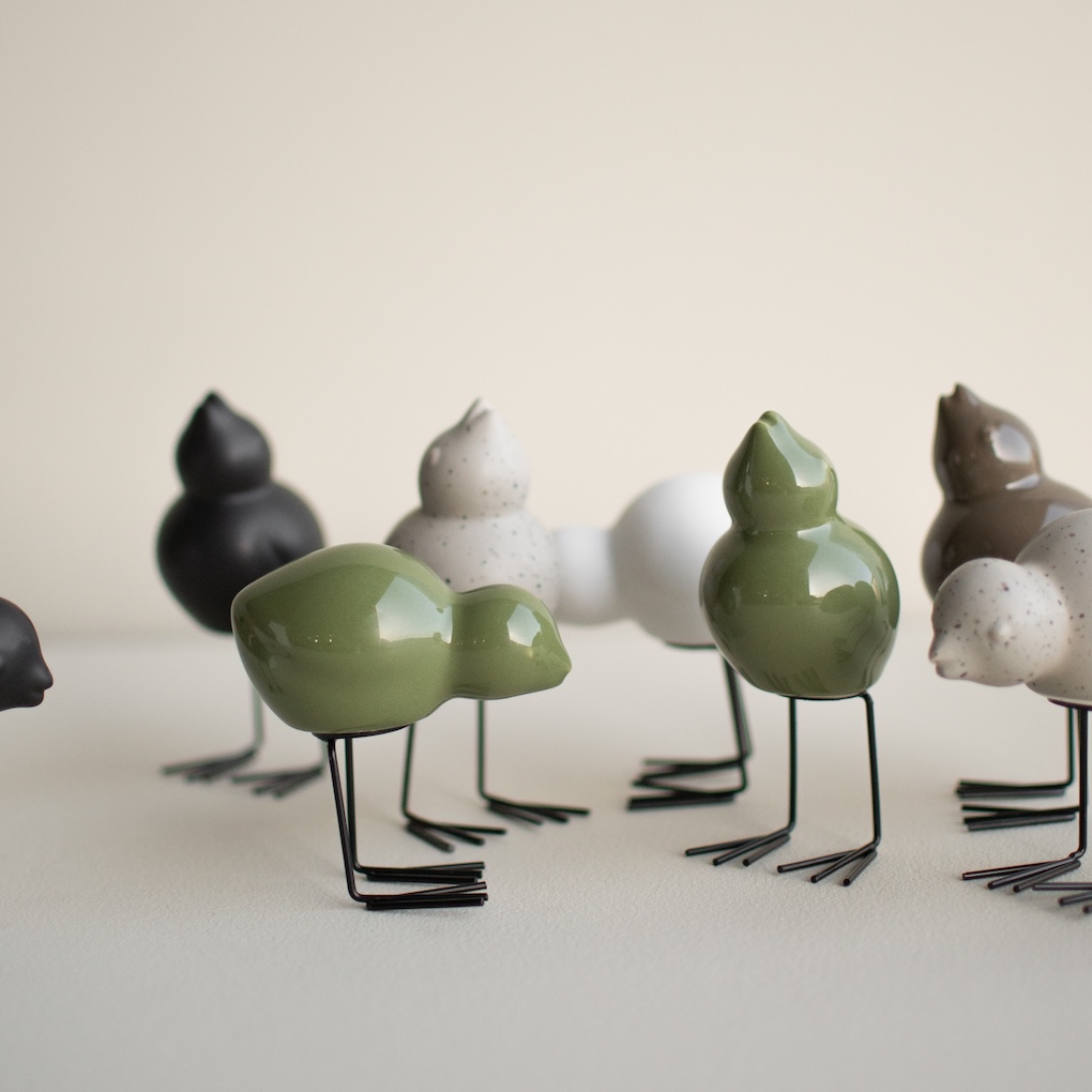 Fåglar - Swedish Birds - Shiny Green - Keramik - 2-pack - 2