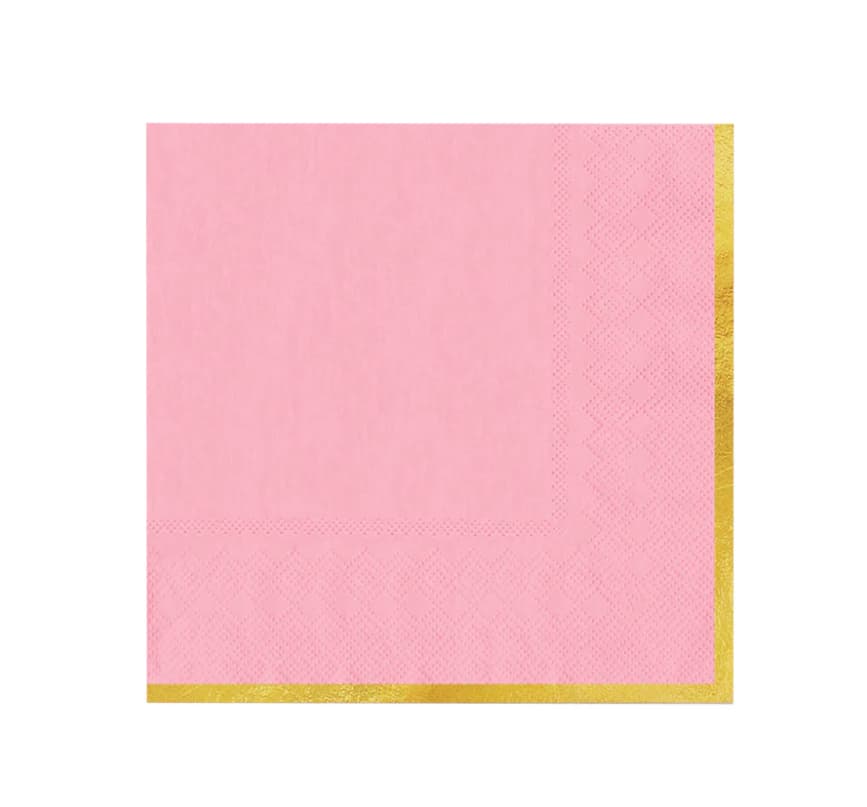 Servetter- Rosa med guldkant