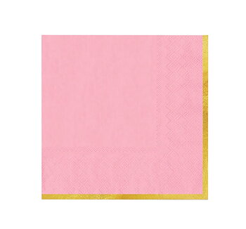 Servetter- Rosa med guldkant