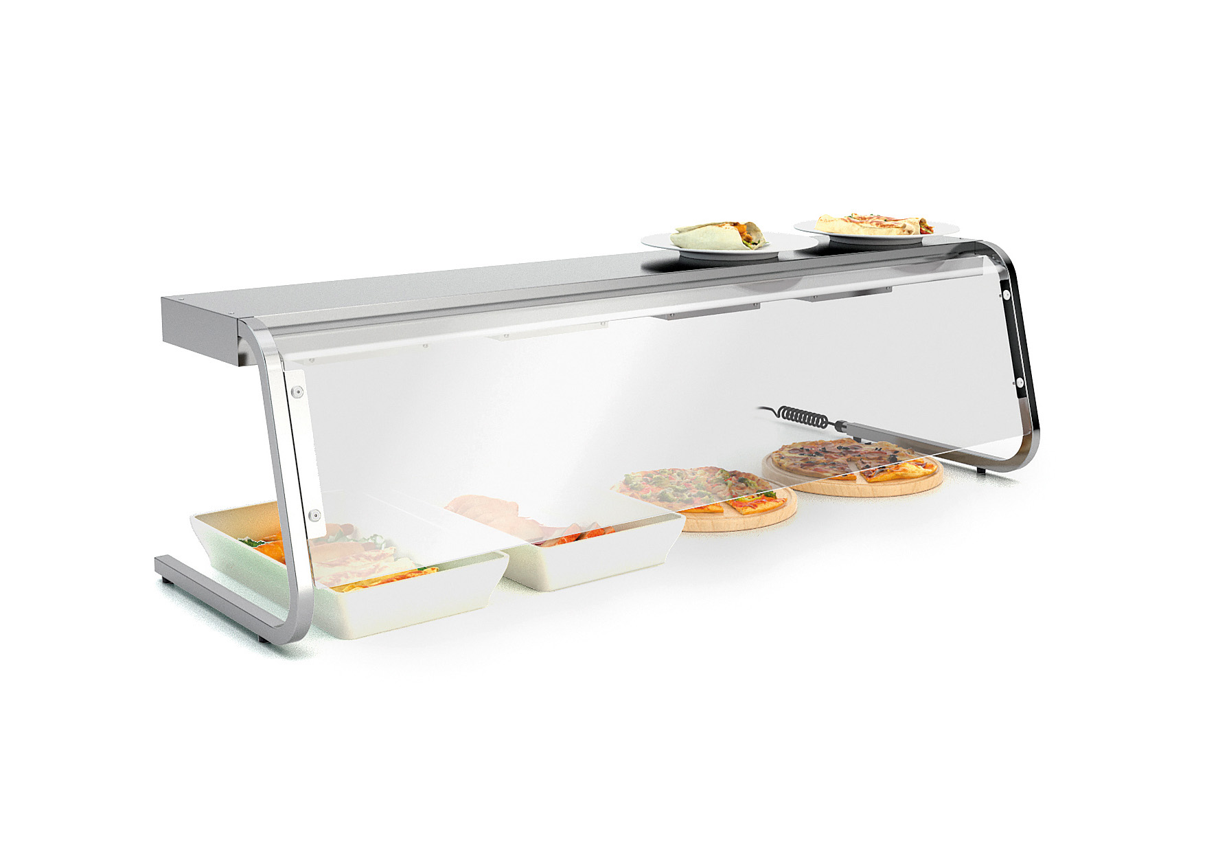 Heating bridge with sneeze guard