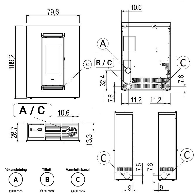 Pelletskamin CADEL Luce Plus 9 kW - 9