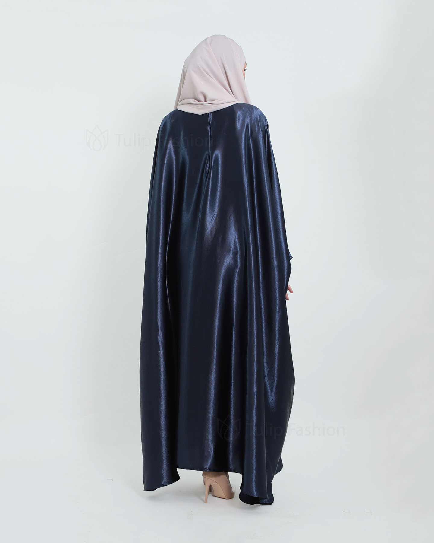 Butterfly Abaya in Satin - Midnight Blue - 6