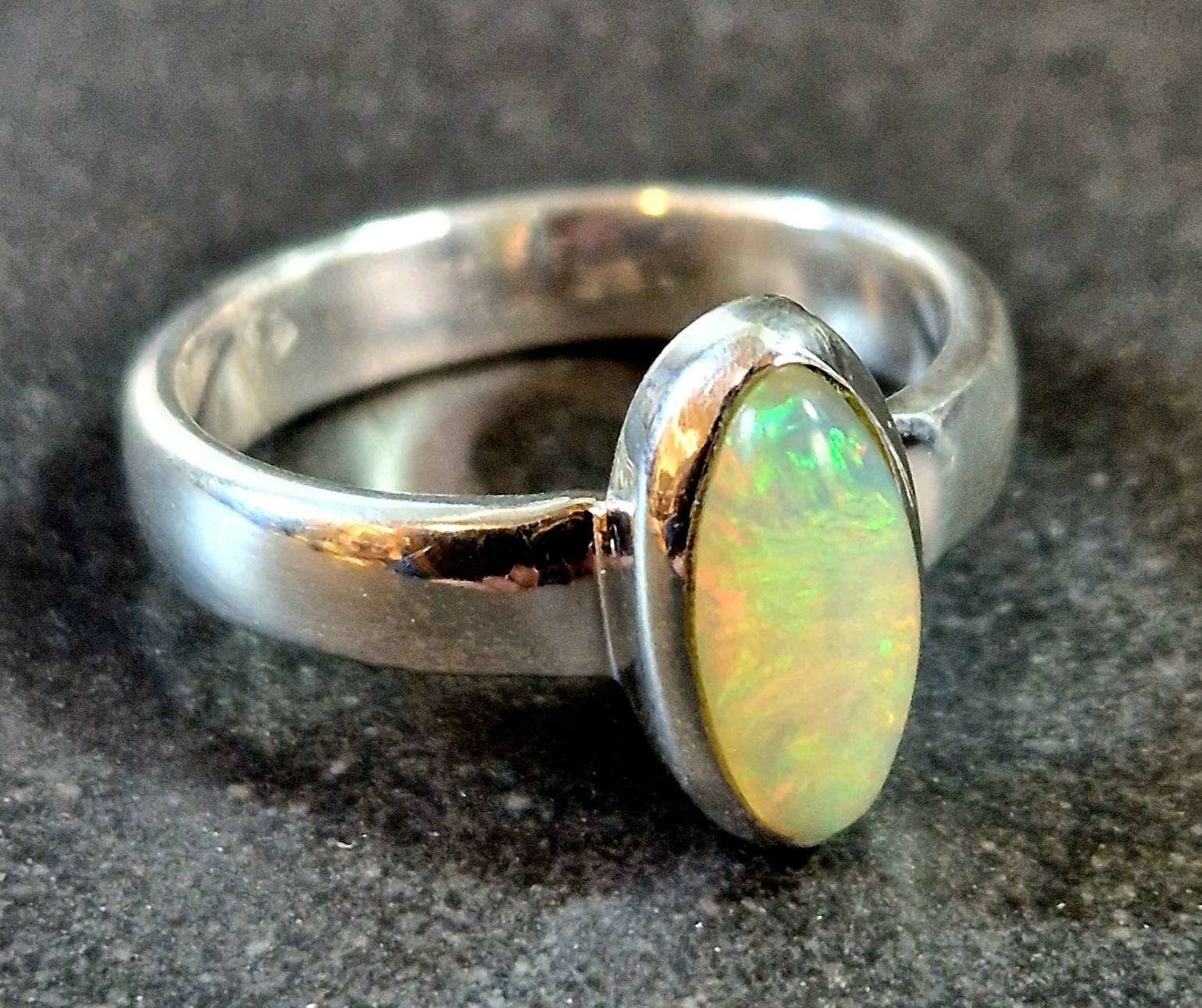 Stenring i Silver med Opal Cabochon - Öga - 2