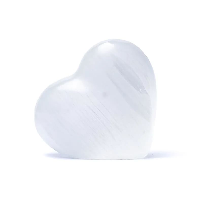 Selenit stående hjärta 8 cm
