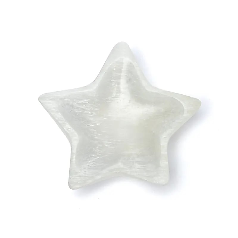 Stjärnformad skål av selenit 10 cm - 2