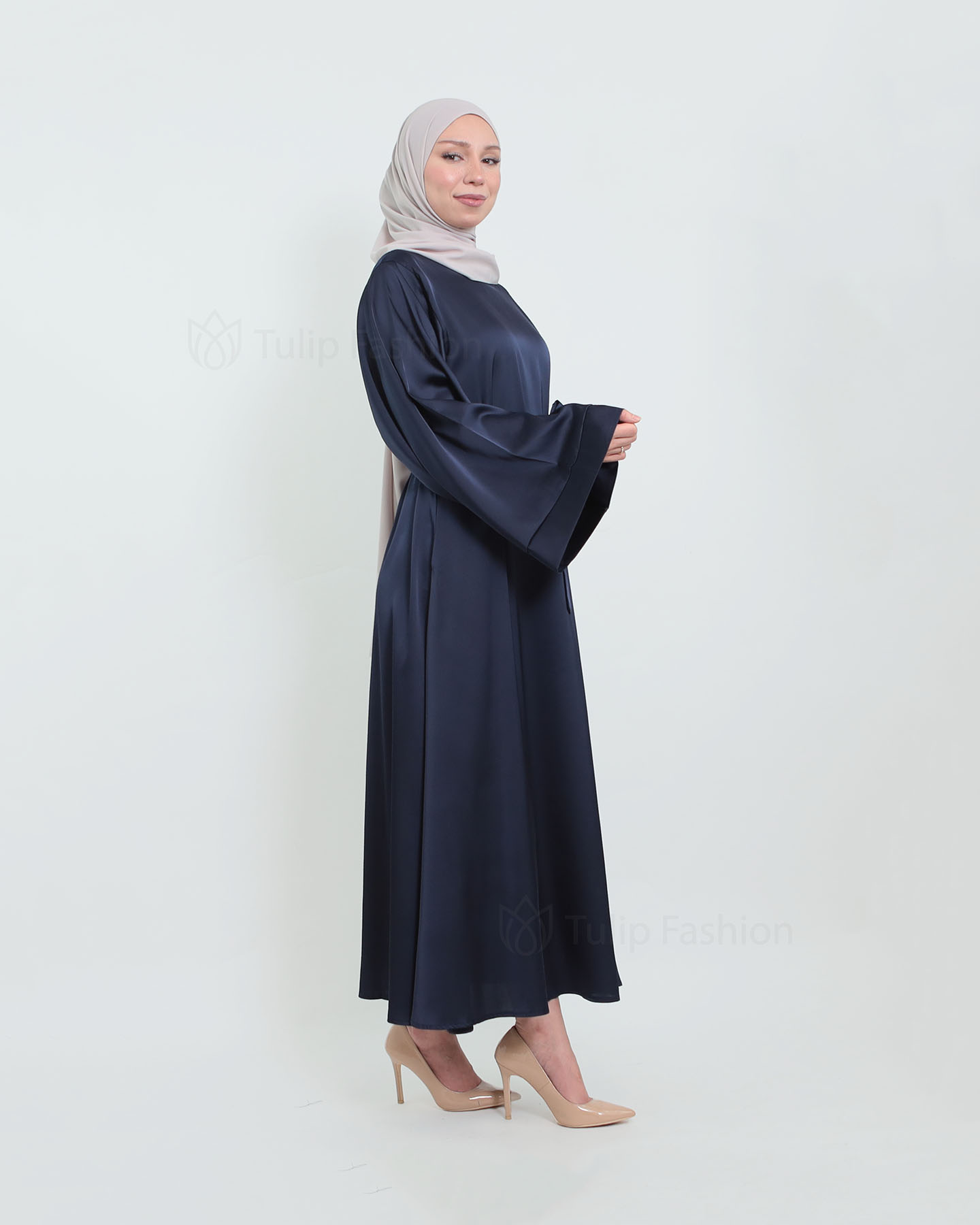 Maxi Dress in Satin - Midnight Blue - 3