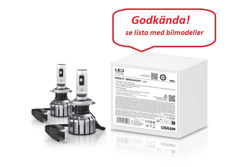 H7 OSRAM LEDdriving Night Breaker +230% -  konverteringssats 19W /12V - GODKÄNDA