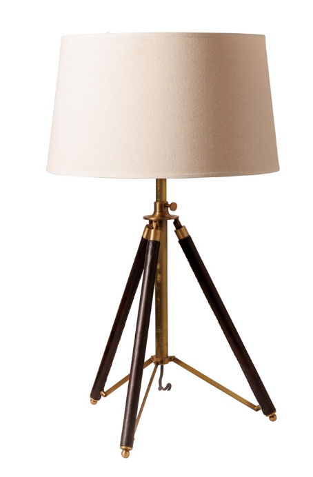 Tripod bordslampa i mässing /läder