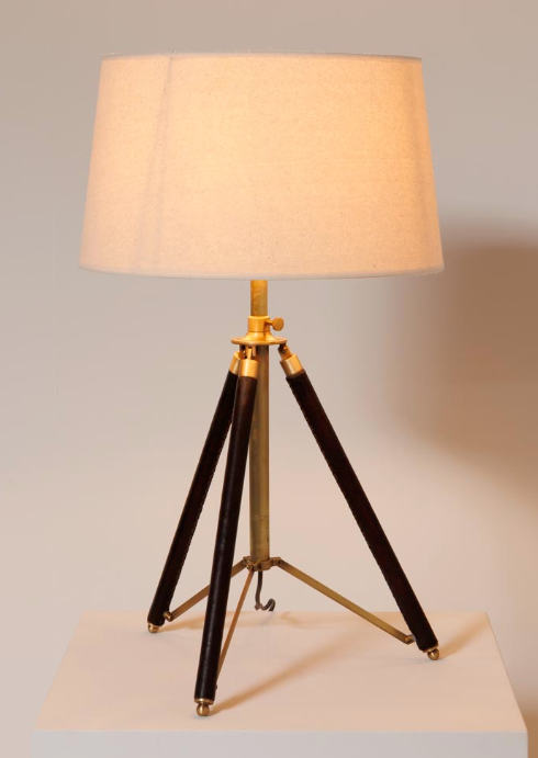 Tripod bordslampa i mässing /läder - 3