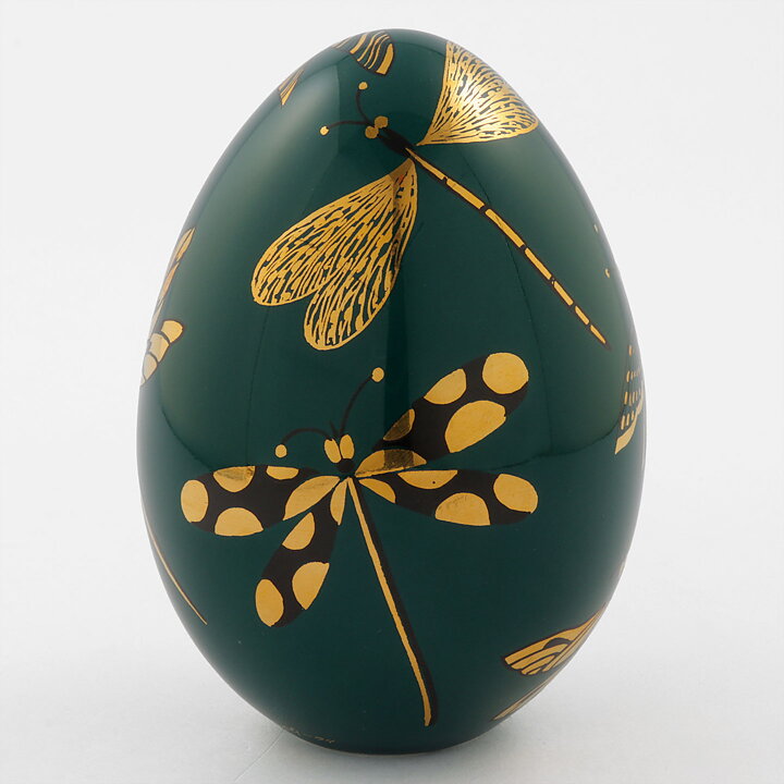 Gunvor Olin-Grönqvist (1994) Green Egg with Golden Dragonfly Decor 13 cm 