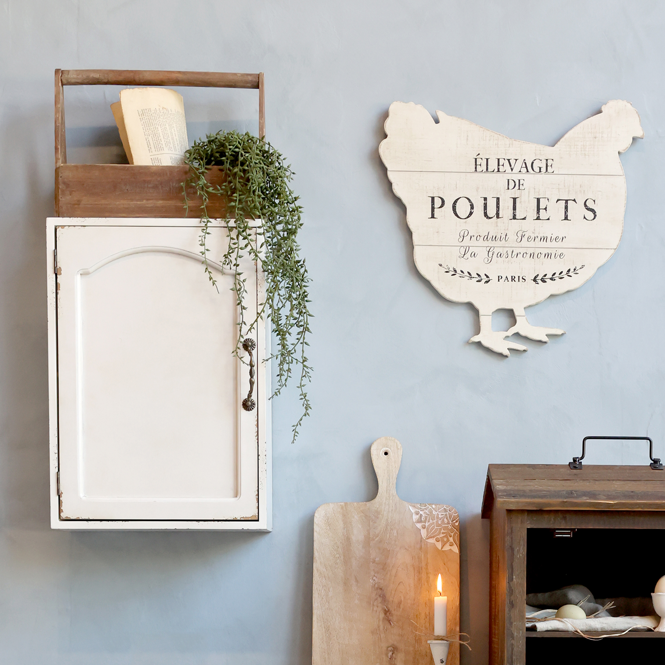 Skåp - Väggskåp - H50/L35/B19,5 cm - Antique Creme - 4