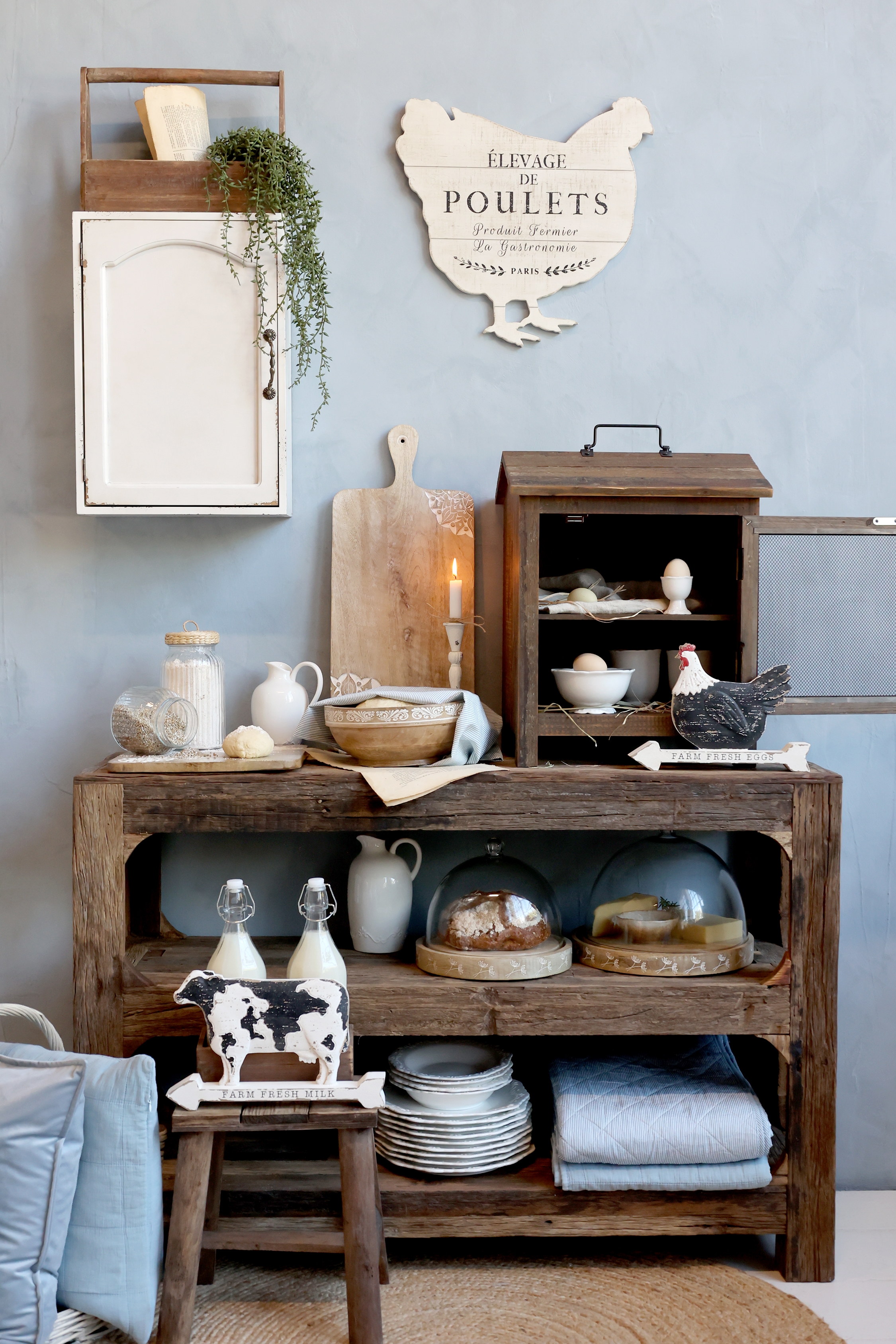 Skåp - Väggskåp - H50/L35/B19,5 cm - Antique Creme - 2