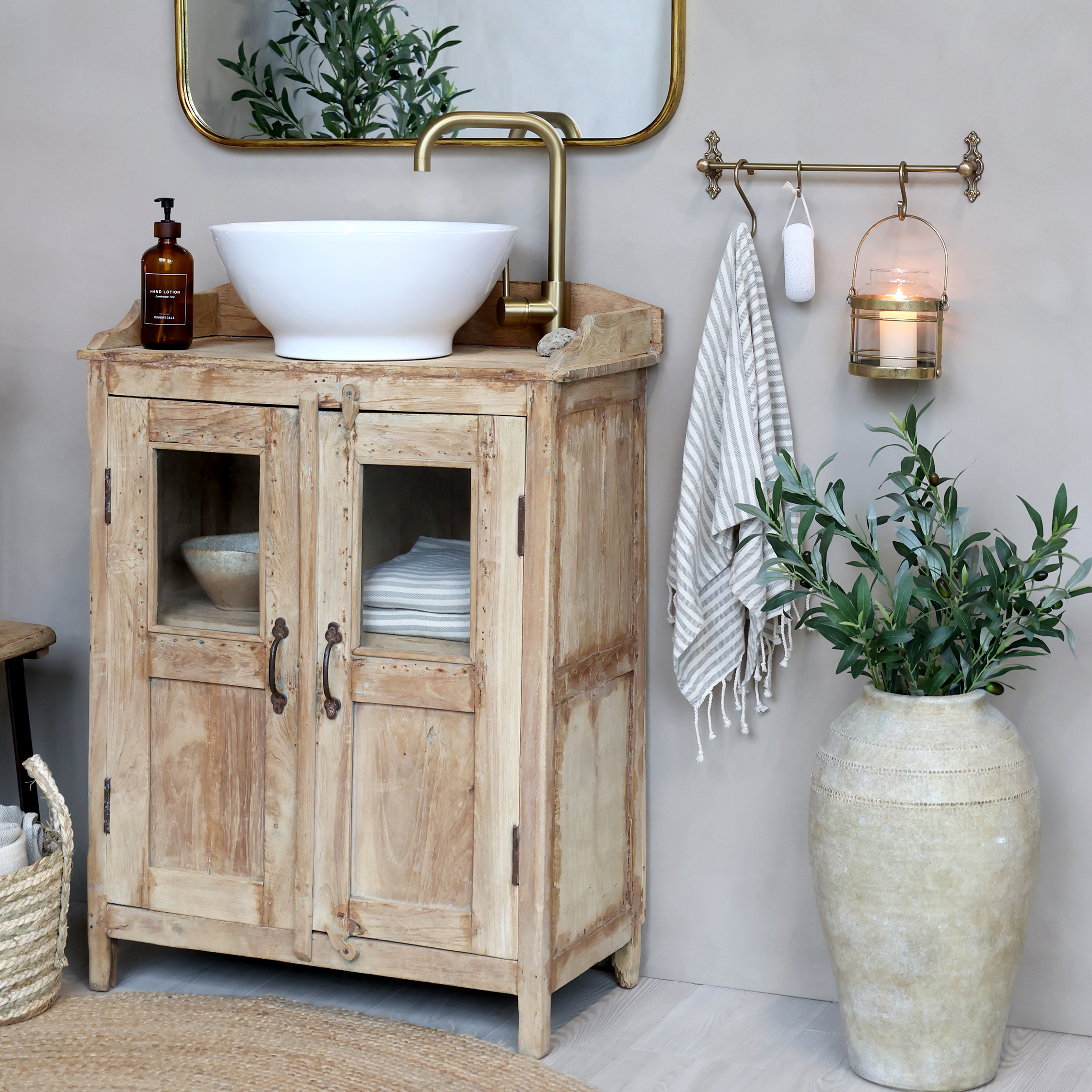 Grimaud Skåp - Vitrinskåp - H100/L74/B36 cm - Natur - 2