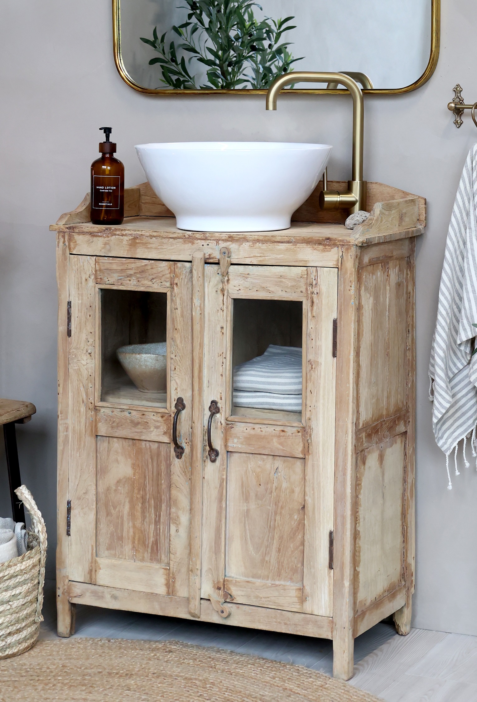 Grimaud Skåp - Vitrinskåp - H100/L74/B36 cm - Natur