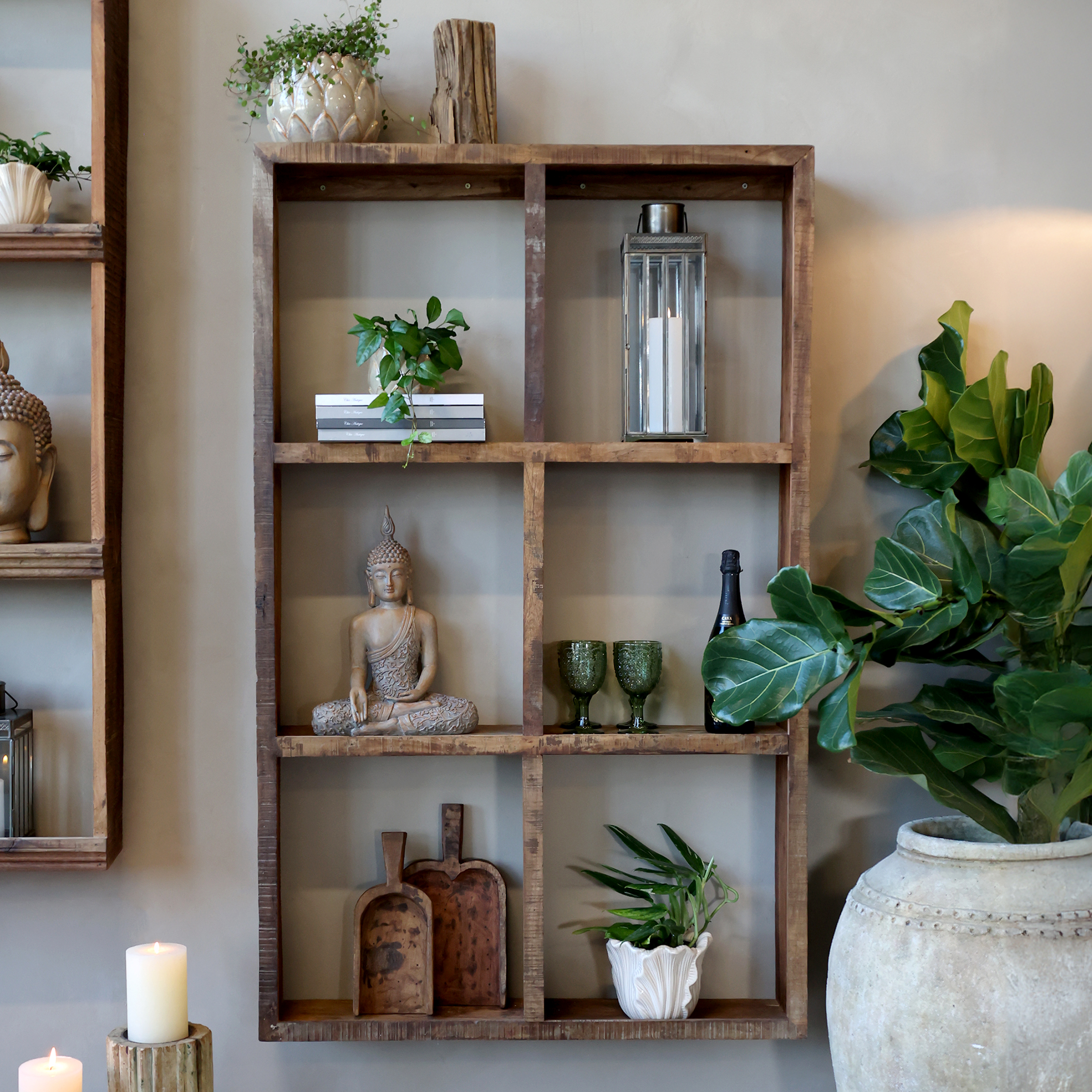Grimaud Shelf 6 Rooms - Cabinet - Bookshelf - H152/L94/W19 cm - Natural