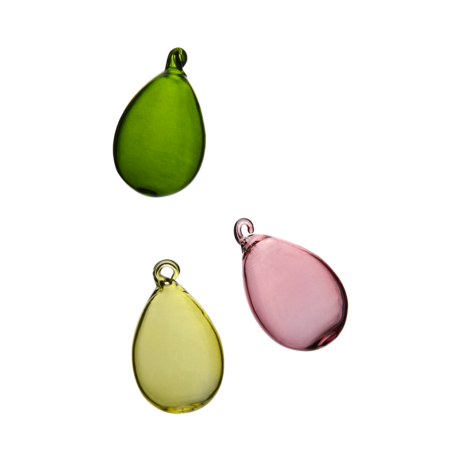 Glass drop - Egg - 3-pack - Pink/Green/Yellow - 2
