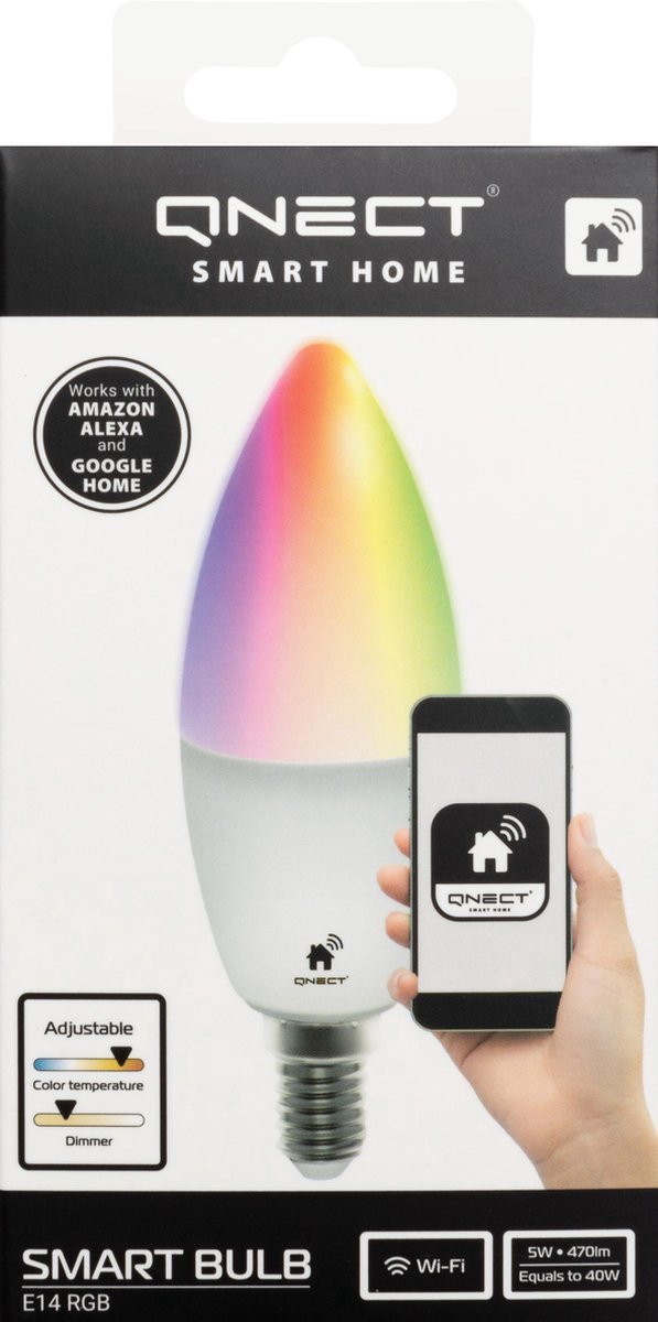QNECT Smart Home LED lampa, E14, WiFi, 5W, dimbar, RGB - 2
