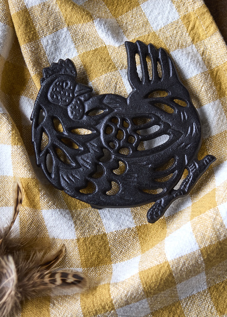 Trivet - Coaster - Cast iron - Hen - Black