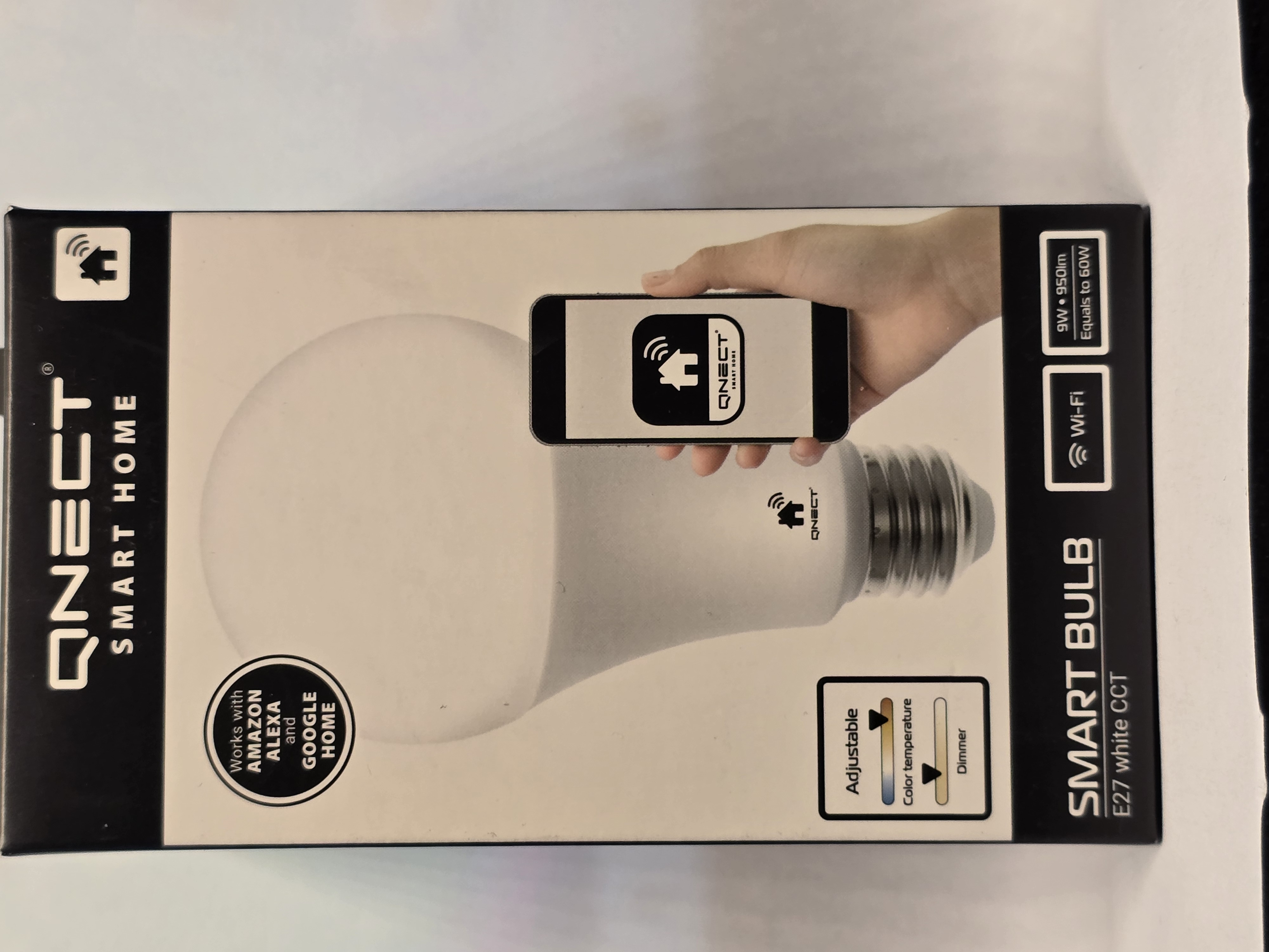 QNECT Smart Home LED-lampa, E27, WiFI 2,4GHz, 9W, dimbar, vit - 2