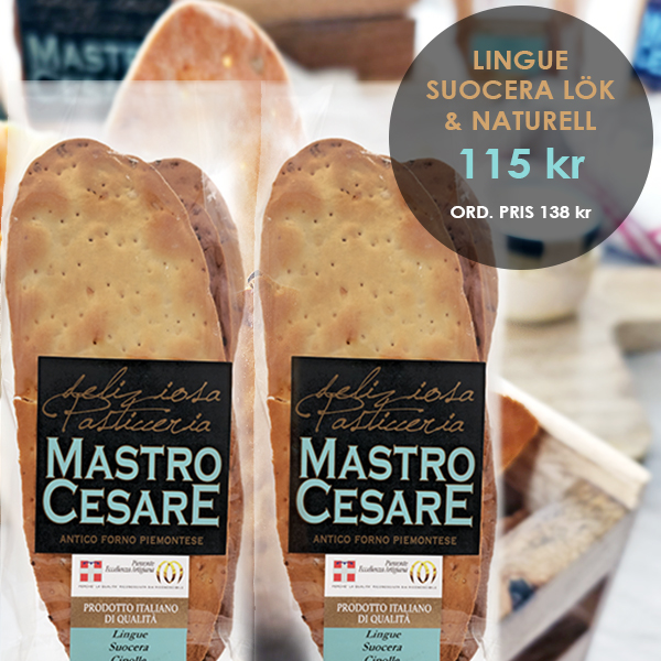 Mastro Cesare Lingue Suocera x 2, Naturell & Lök, italienska tilltuggskex
