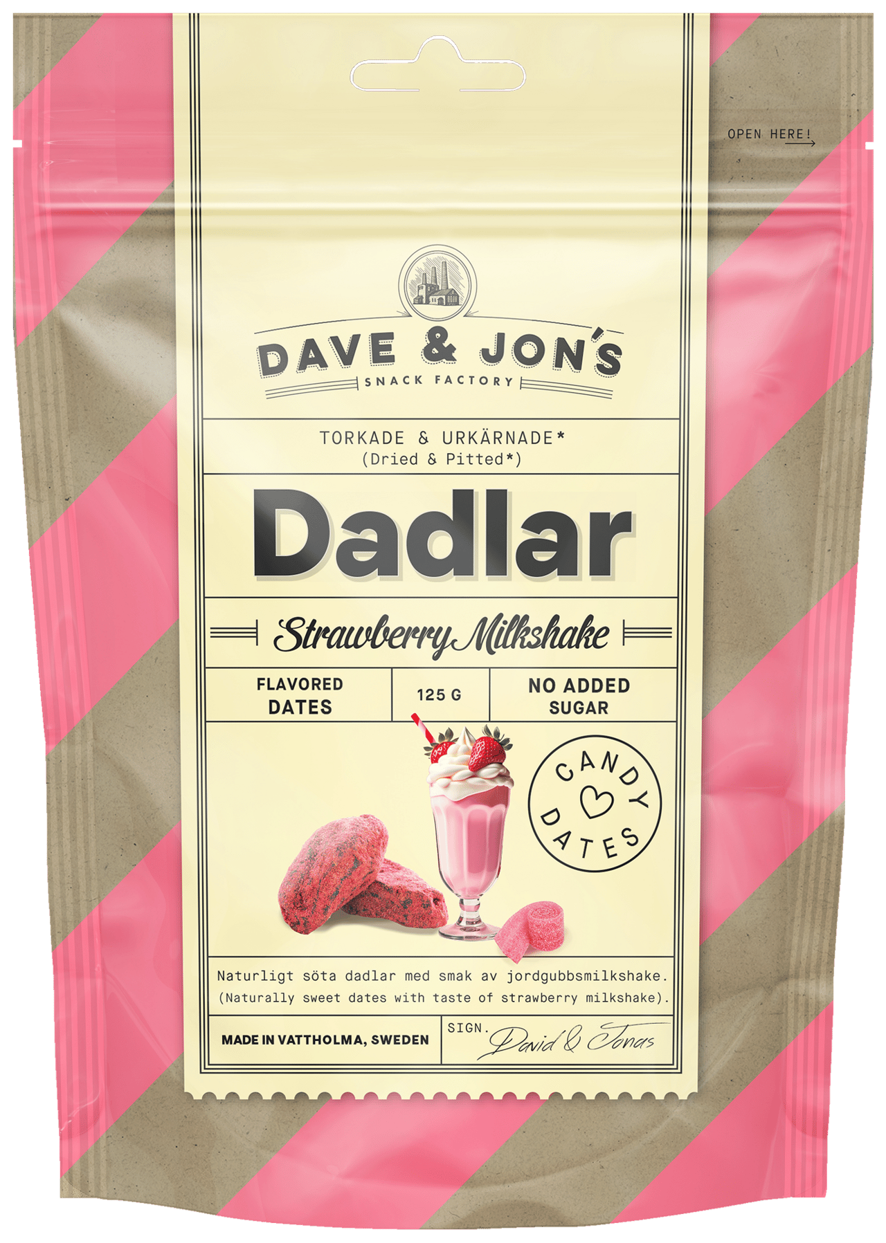 Dave & Jon´s Dadlar Strawberry Milkshake 125 g