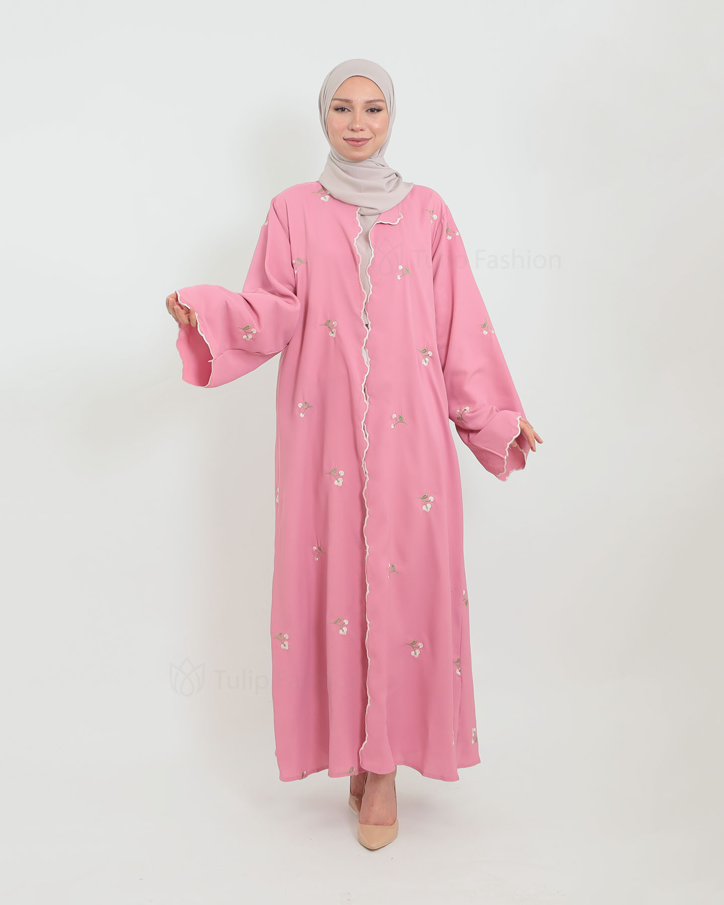 Open Abaya - Pink - 2