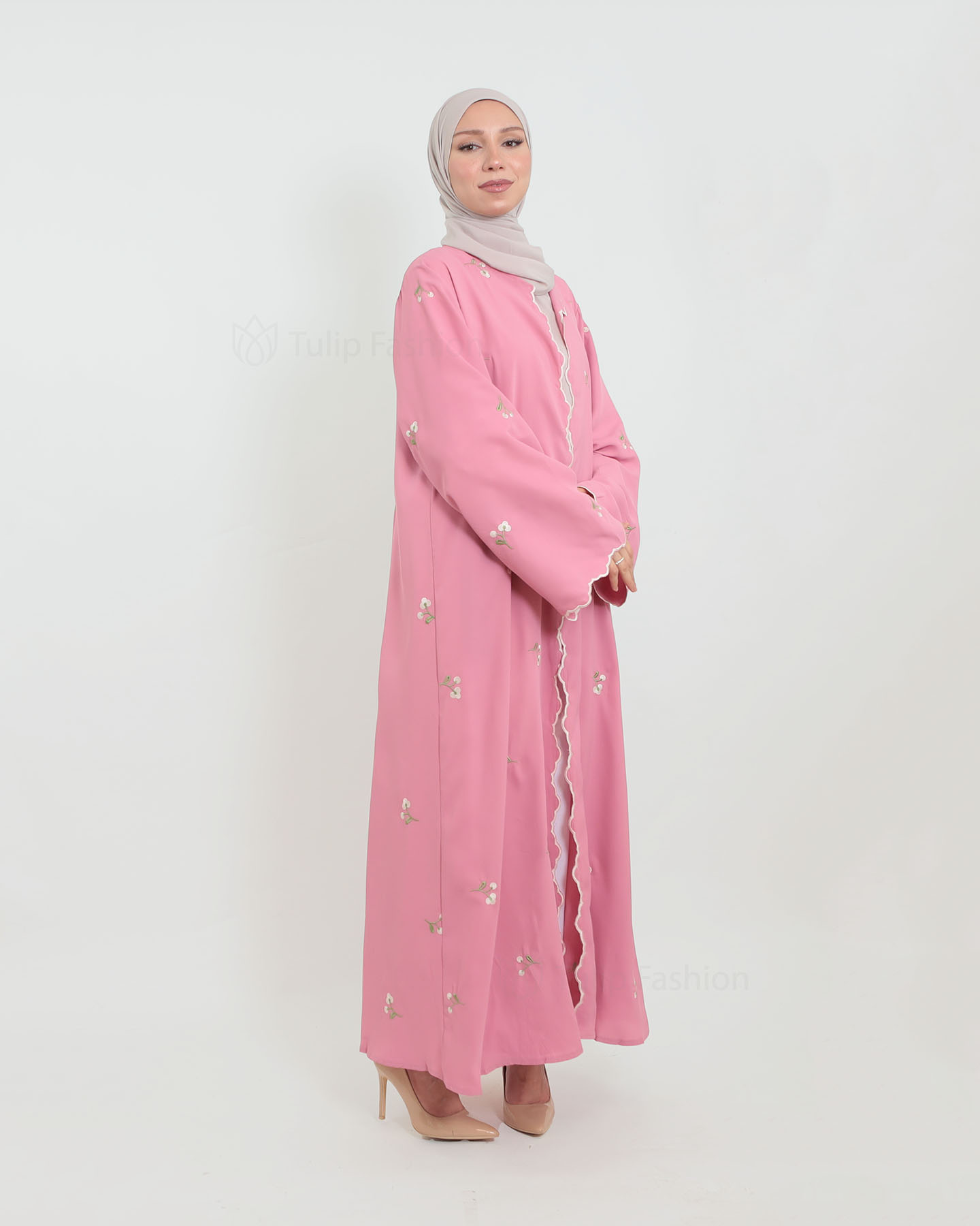 Open Abaya - Pink - 3