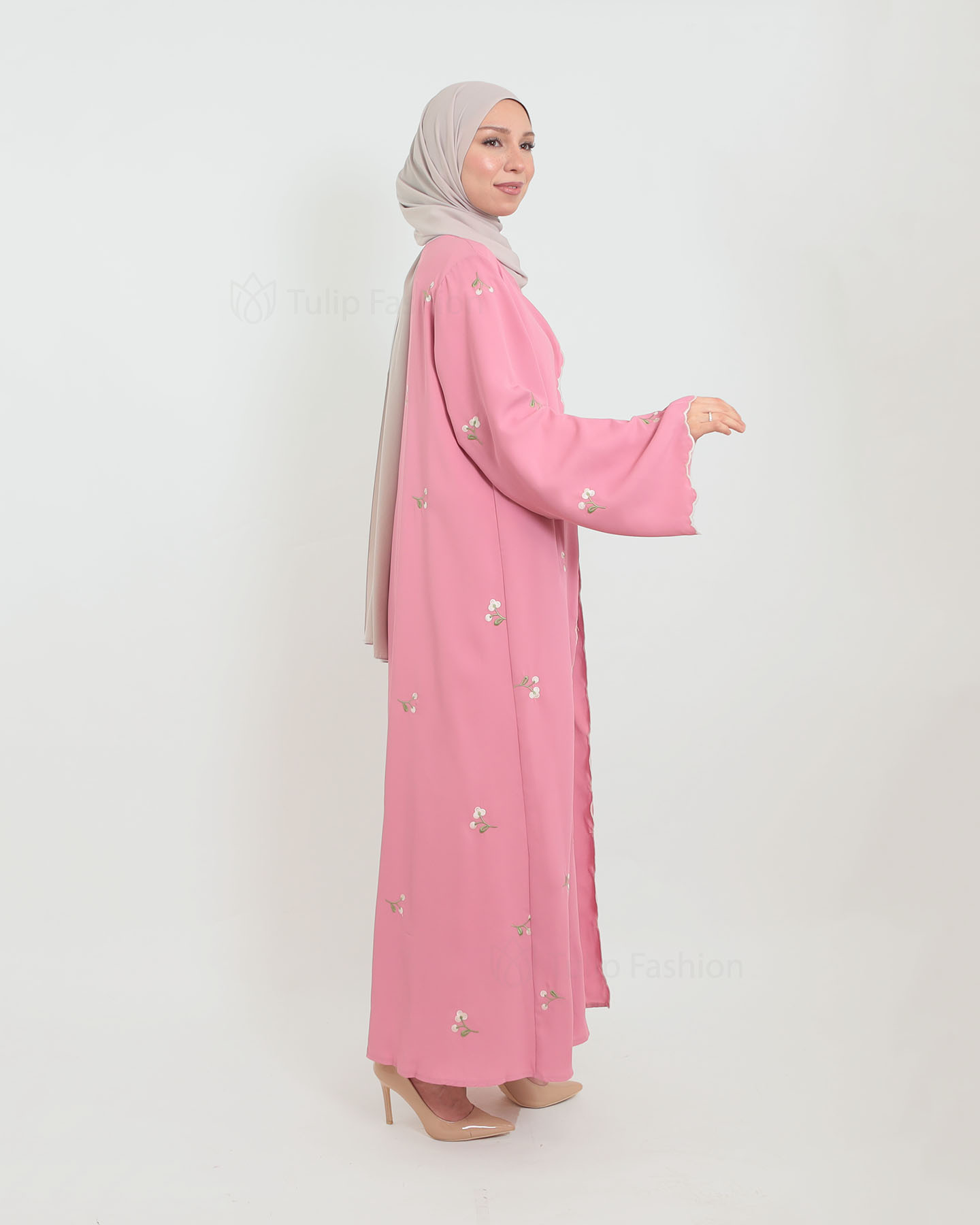 Open Abaya - Pink - 5