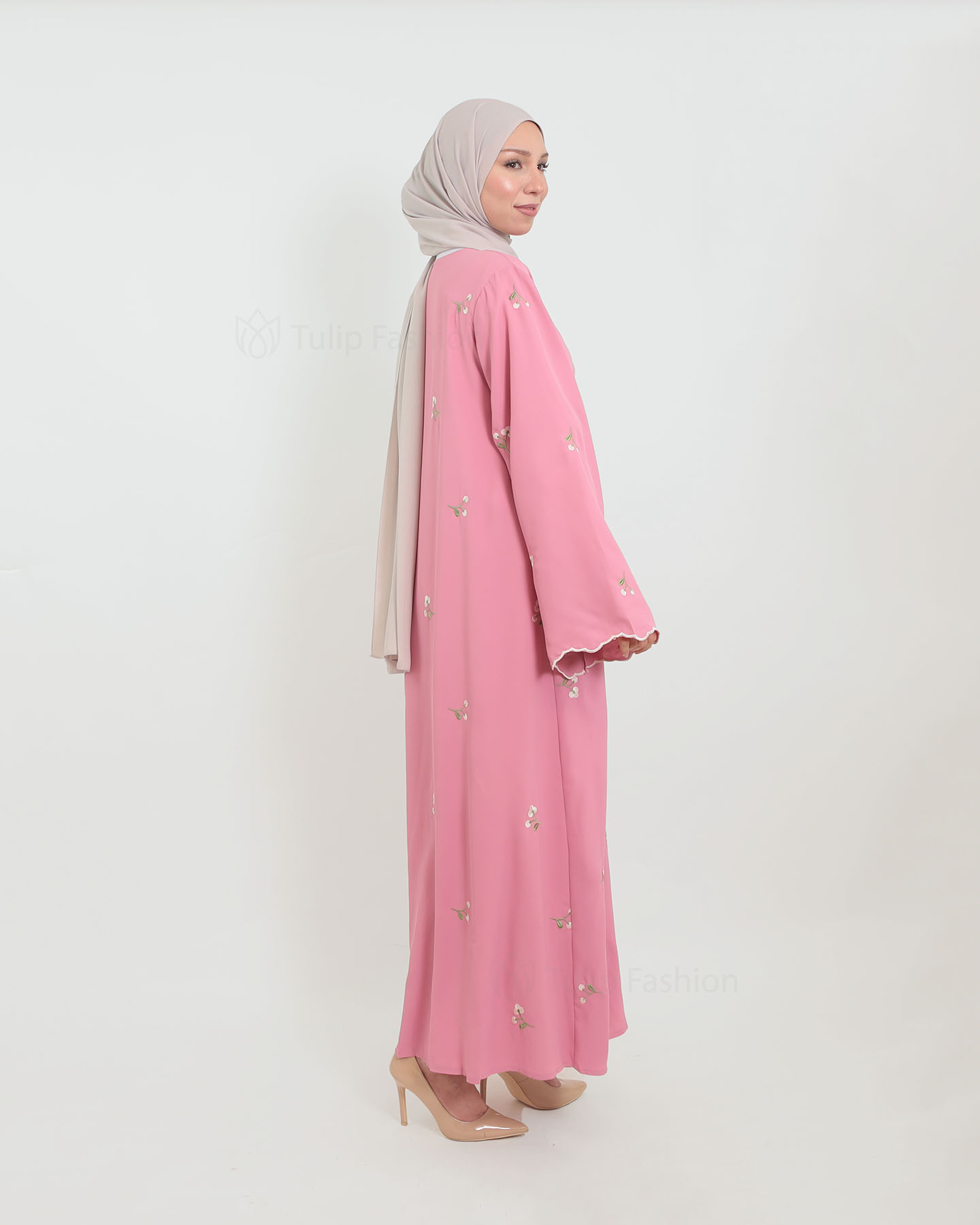 Open Abaya - Pink - 4