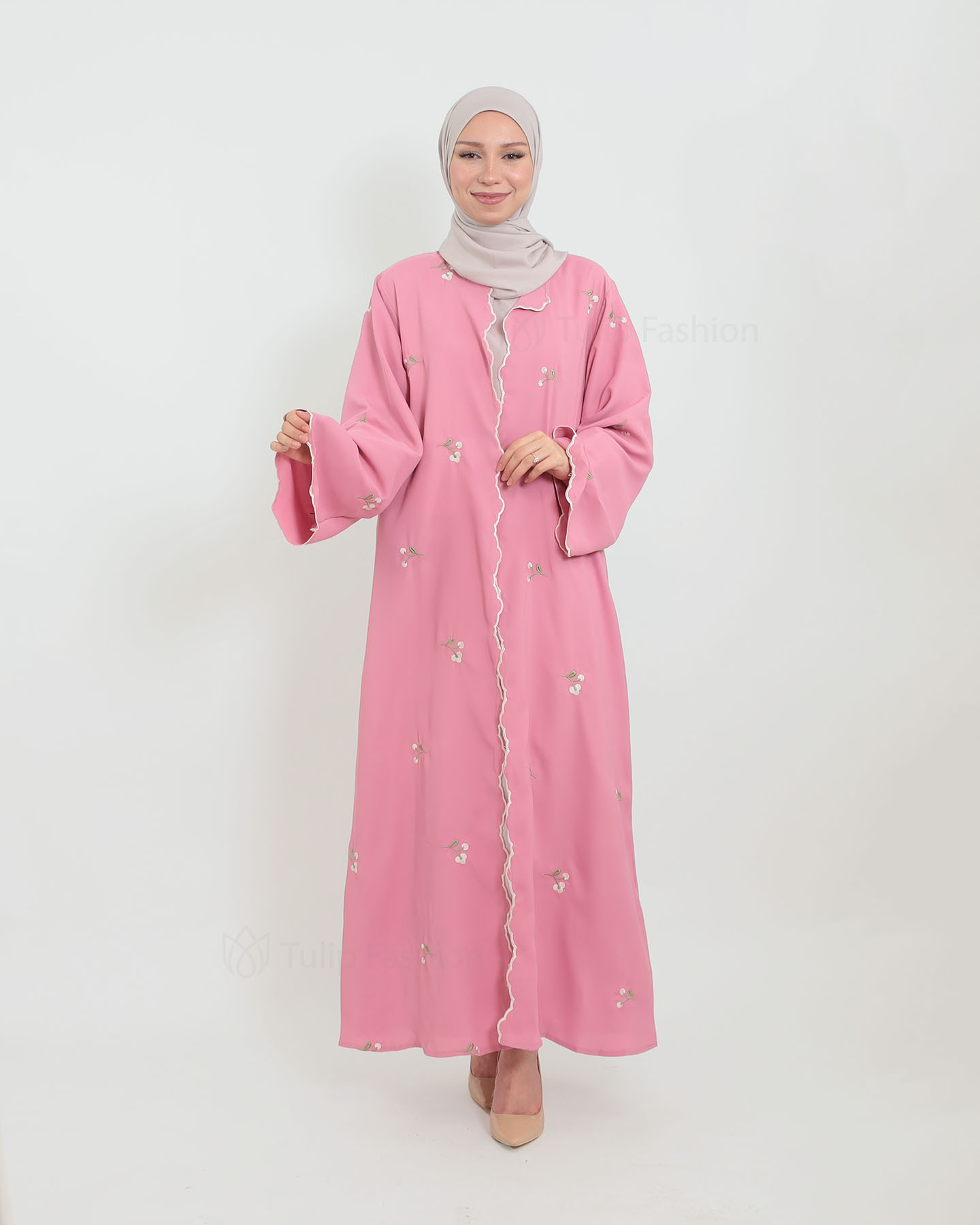 Open Abaya - Pink