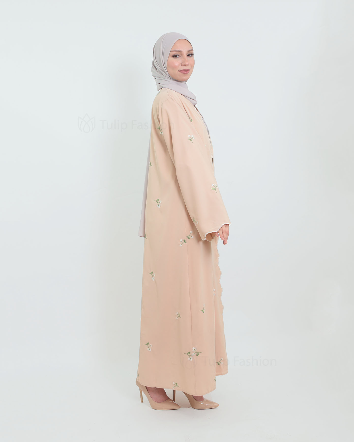 Open Abaya - Beige - 2