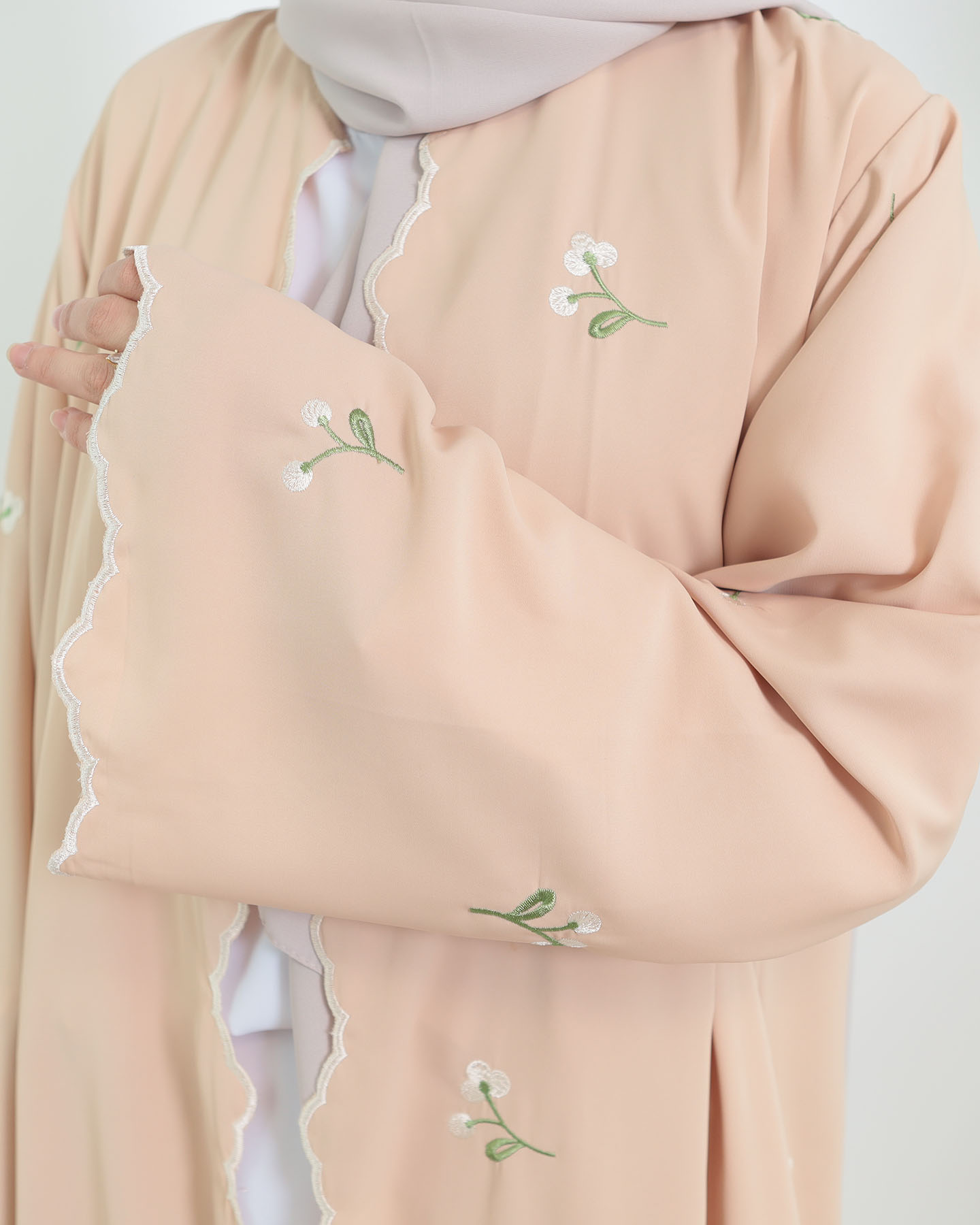 Open Abaya - Beige - 4