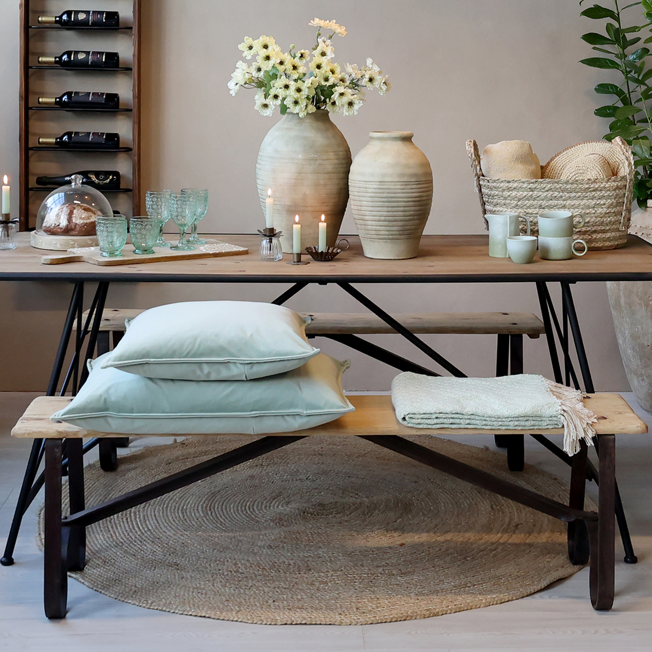 Grimaud Bench with Iron Legs - H46/L152/W38 cm - Natural - 2