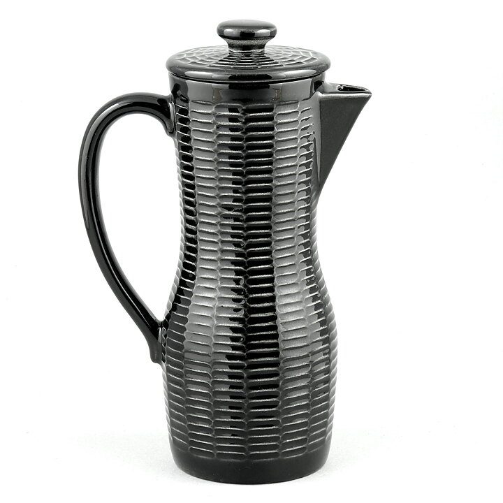 Hertha Bengtsson (Ceylon 1955) Black Coffee Pot with Relief Decor 23 cm