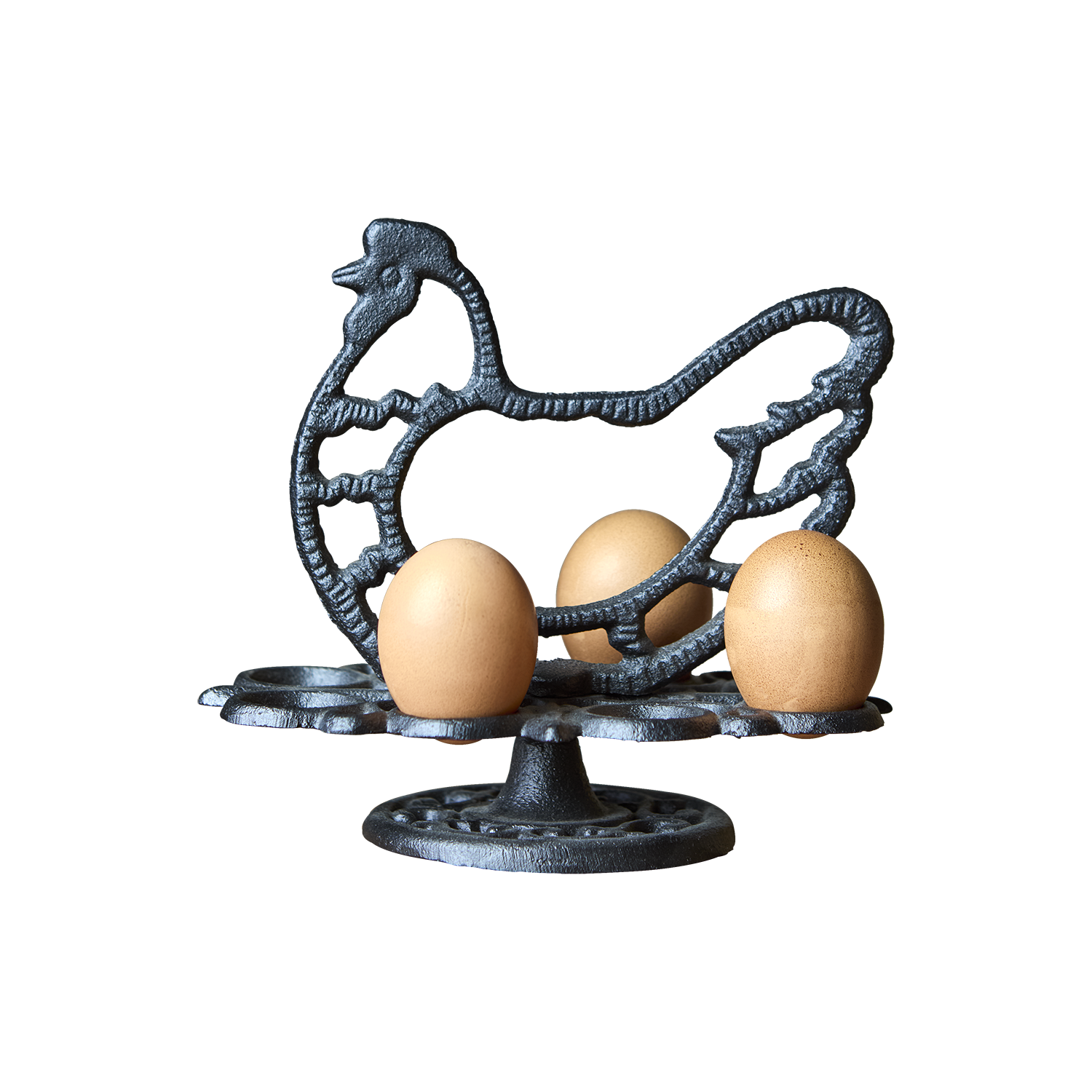 Egg holder - Egg cup - Cast iron - Black - 19x17x12 cm - 3