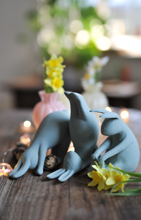 Kanin - Hare - Yoga Bunny - Påskpynt - Påskdekoration - Grön - 11,5x10x6 cm - 2