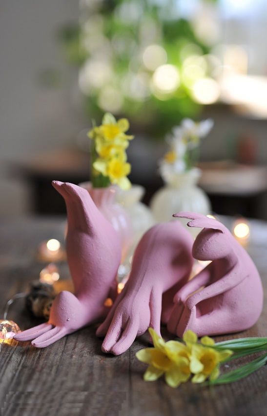 Kanin - Hare - Yoga Bunny - Påskpynt - Påskdekoration - Rosa - 14x9,5x6,5 cm - 2