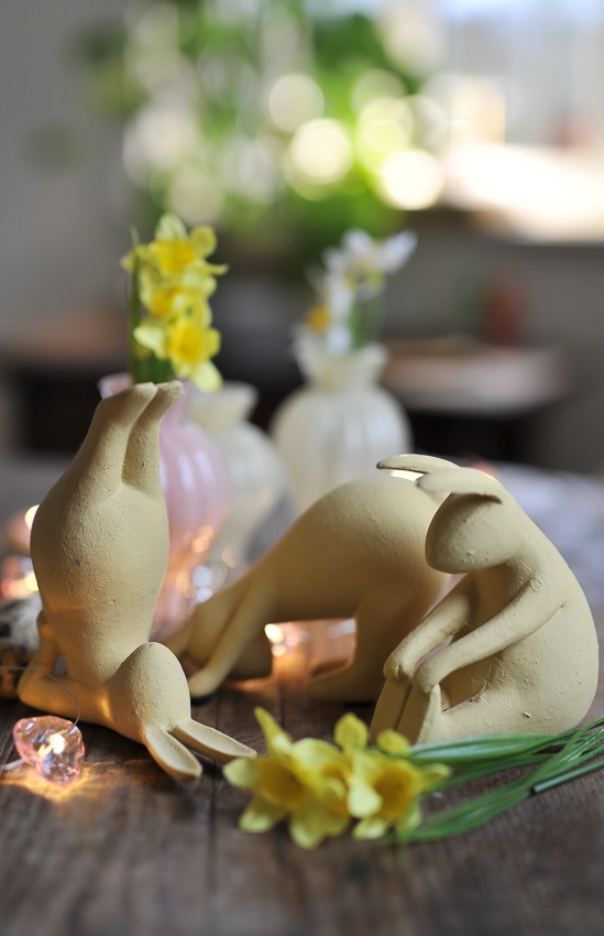 Rabbit - Hare - Yoga Bunny - Easter decoration - Easter decoration - Yellow - 14x9.5x6.5 cm - 2